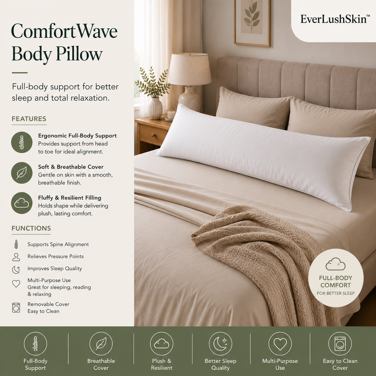 ComfortWave Body Pillow